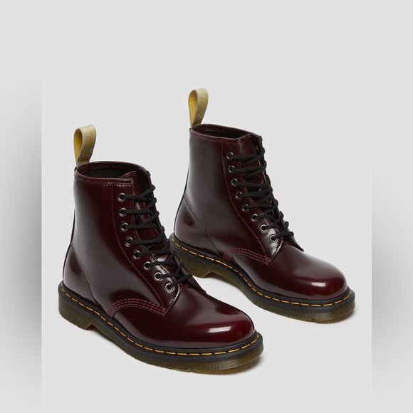 Dr. Martens Shoes - NEW Dr. Martens 1460 Vegan Leather 8-Eye Boot Cherry Red (Rub Off) GORGEOUS Goth
